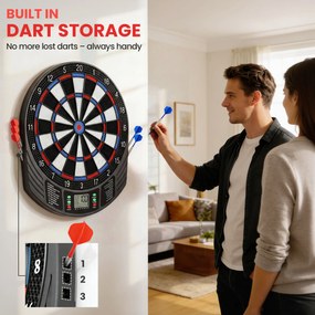 SPORTNOW Set electronic de darts cu vârfuri moi, ecrane LED duble, 33 de jocuri, 202 de variante, până la 8 jucători | Aosom Romania