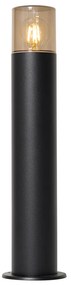 Lampă de podea pentru exterior neagră cu abajur fumuriu 50 cm - Odense