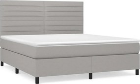 vidaXL Pat continental cu saltea, gri deschis, 160x200 cm, textil