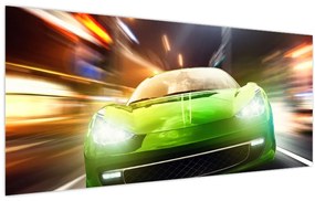 Tablou - Mașină de curse verde (120x50 cm)