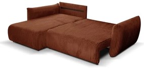 Colțar extensibil universal FRIDA, tip L, cu spațiu de depozitare, maro