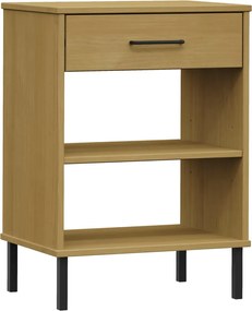 vidaXL Dulap consolă cu picioare metalice „OSLO”, maro, lemn masiv pin