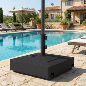 Outsunny Bază Umbrelă cu Roți și Frâne, cu Apă 40kg/Nisip 61kg, pentru Stâlpi de Ø35/38/48mm, Negru | Aosom Romania