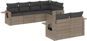 vidaXL Set canapele de grădină, 7 piese, cu perne, gri, poliratan