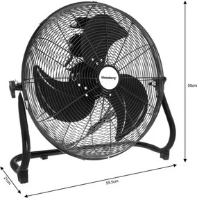 Ventilator puternic 100W, metalic de podea 45 cm negru Klausberg KB7517, lame din aluminiu, 100 W