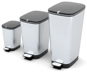 Coș de gunoi argintiu cu pedală din plastic 45 l Chic Bin – KIS