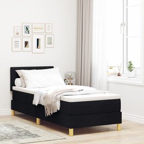 vidaXL Pat cu arcuri cu saltea neagră 80x200 cm țesătură
