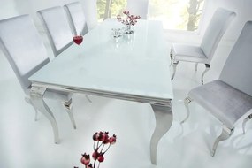 Masa Dining Eleganta, Sticla, Alb, Modern Barock 180cm