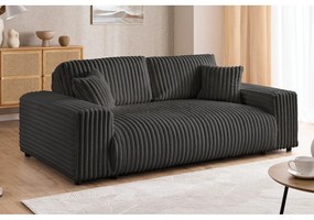 Canapea gri închis cu tapițerie din catifea reiată 178 cm Justin – Ropez