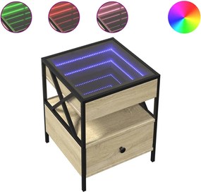 vidaXL Măsuță de cafea cu LED infinity, stejar sonoma, 40x40x51 cm