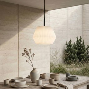 Lampă modernă suspendată pentru exterior neagră cu abajur alb 33 cm IP44 - Robbert