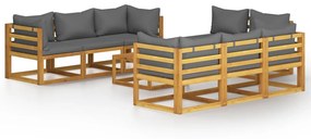 3057611 vidaXL Set mobilier grădină cu perne, 9 piese, lemn masiv acacia