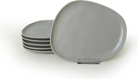 Set 6 farfurii desert 275KRM2207, gri mat, ceramica, 23 cm