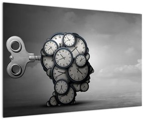 Tablou artistic cu cu cap și ceas (90x60 cm)