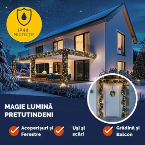 Ghirlandă de Crăciun ANDREA cu iluminare și telecomandă, decorată, 5 m, verde Casaria