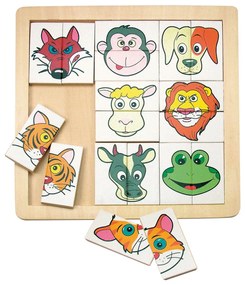 Puzzle din lemn - Portrete de animale, fundal alb