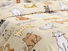 Lenjerie de pat din polibumbac COLORED CATS POLY crem Dimensiune lenjerie de pat: 70 x 90 cm | 140 x 200 cm