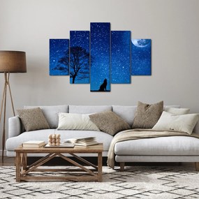 Tablou - Lupul urlând la lună (150x105 cm)