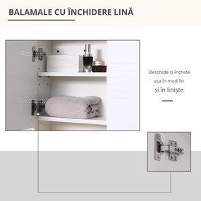 Kleankin Dulapior de Baie cu Oglindă Suspendat, Rafturi Reglabile, Design Compact, 54x15x55cm, Alb | Aosom Romania