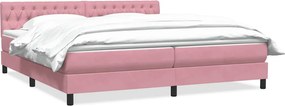 vidaXL Pat box spring cu saltea, roz, 180x210 cm, catifea