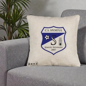 Perna Personalizata CS Sportul Simleu Silvaniei 2007, 40x40 cm, Bej Canapea, Husa Detasabila, Perna Inclusa, BEKZ®