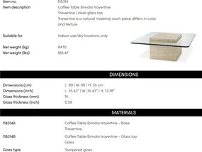 Masuta LUX realizata manual din travertin Brindisi