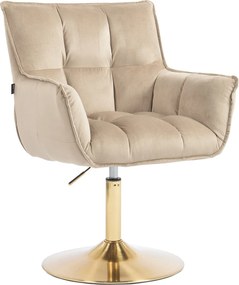 HR560N Scaun Catifea Latte cu Bază Aurie