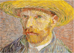 Tablou pe sticlă - Vincent van Gogh, Self-Portrait with a Straw Hat (The Potato Peeler), reproducere (70x50 cm)