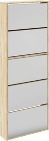 vidaXL Pantofar cu 5 niveluri și oglindă, stejar, 63 x 17 x 169,5 cm