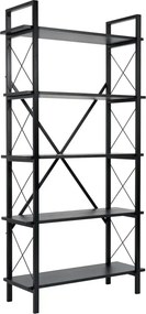 Etajera ELYSIAN, negru, PAL/metal, 90x34x180 cm