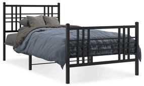 376336 vidaXL Cadru pat metalic cu tăblii de cap/picioare, negru, 100x190 cm