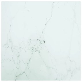 322255 vidaXL Blat masă alb 60x60cm 6mm sticlă securizată, design de marmură