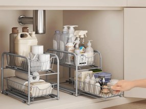 Organizator cu cosuri detasabile SOLIDO stivuibil, gri