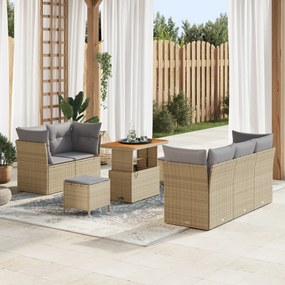 vidaXL Set de canapele pentru grădină 8 pcs bej și gri deschis