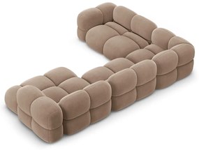 Colțar maro cu tapițerie din catifea (cu colț pe partea stângă/în formă de "U") Loretto – Cosmopolitan Design