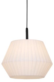 Lampă modernă suspendată pentru exterior neagră cu abajur alb 45,6 cm IP44 - Robbert
