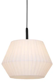 Lampă modernă suspendată pentru exterior neagră cu abajur alb 45,6 cm IP44 - Robbert