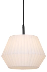 Lampă suspendată de exterior modernă neagră cu abajur alb 45,6 cm IP44 - Robbert