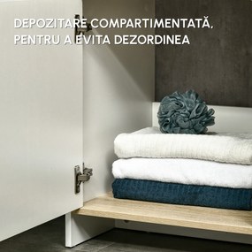 Kleankin Dulap pentru lavoar pentru baie, 77x45x60cm, alb si lemn| AOSOM RO | Aosom Romania