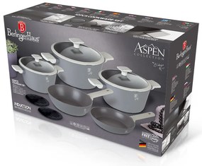 Set oale si tigai cu capace, 10 piese Aspen Berlinger Haus BH 7061, antiaderente, titan, gir, design modern, inductie