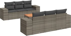 vidaXL Set canapele de grădină, 7 piese, cu perne, gri, poliratan