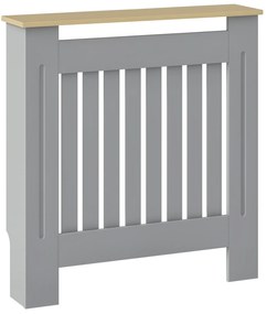 HOMCOM Cubier pentru Radiator din MDF pentru Living Dormitor Hol 78x19x83 cm Gri și Stejar | Aosom Romania