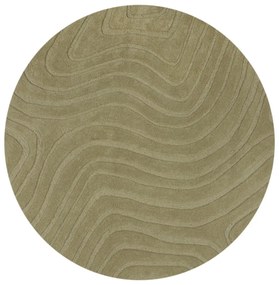 Covor kaki țesut manual rotund din lână ø 160 cm Mesmerise Sage – Flair Rugs