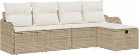 vidaXL Set de canapele pentru grădină cu pernă 5 pcs Bej Rattan poli