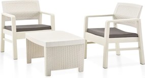 vidaXL Set mobilier de grădină, 3 piese, alb, plastic