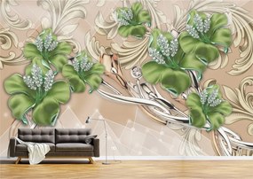 Tapet Premium Canvas - Abstract flori verzi