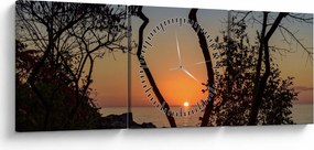 Tablou cu apus de soare (cu ceas) (90x30 cm)