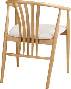 Scaun de dining în culoare naturală cu cotiere din lemn de stejar Agustin – House Nordic