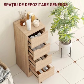 HOMCOM Dulap de Baie Compact cu 4 Sertare și Mânere Sculpatate, Stil Nordic | Aosom Romania