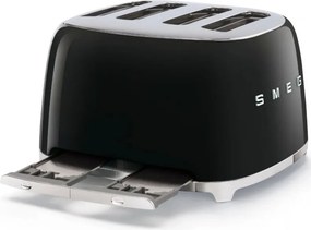 Prăjitor de pâine SMEG 50's Style TSF03BLEU, 2000 W, 4 felii, 6 niveluri, Tava pentru firimituri, Cablu integrat, Oțel inoxidabil, Negru